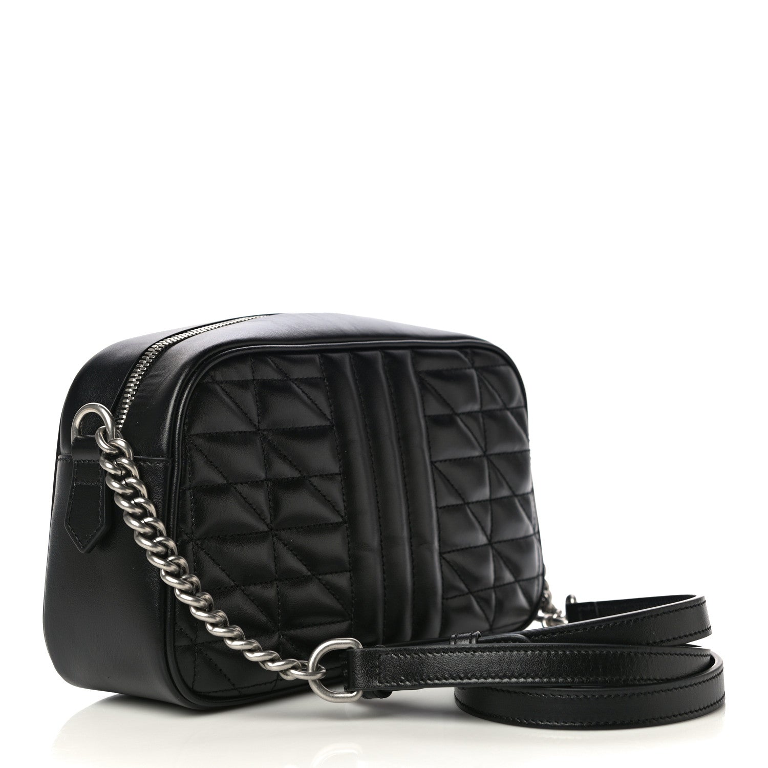 Gucci Calfskin Matelasse Aria Small GG Marmont Chain Shoulder Bag Black 3 of 13