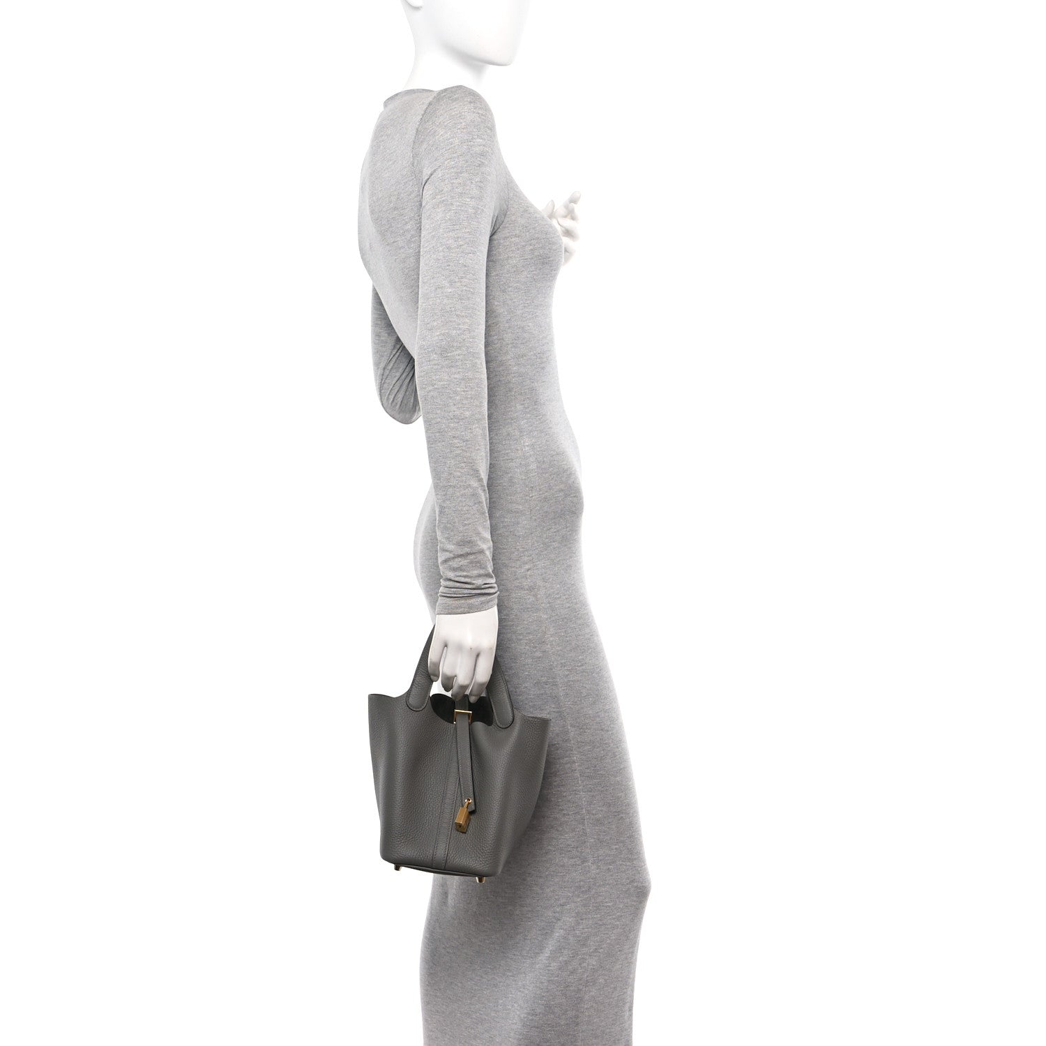 Hermes Taurillon Clemence Picotin Lock 18 PM Gris Meyer 2 of 11