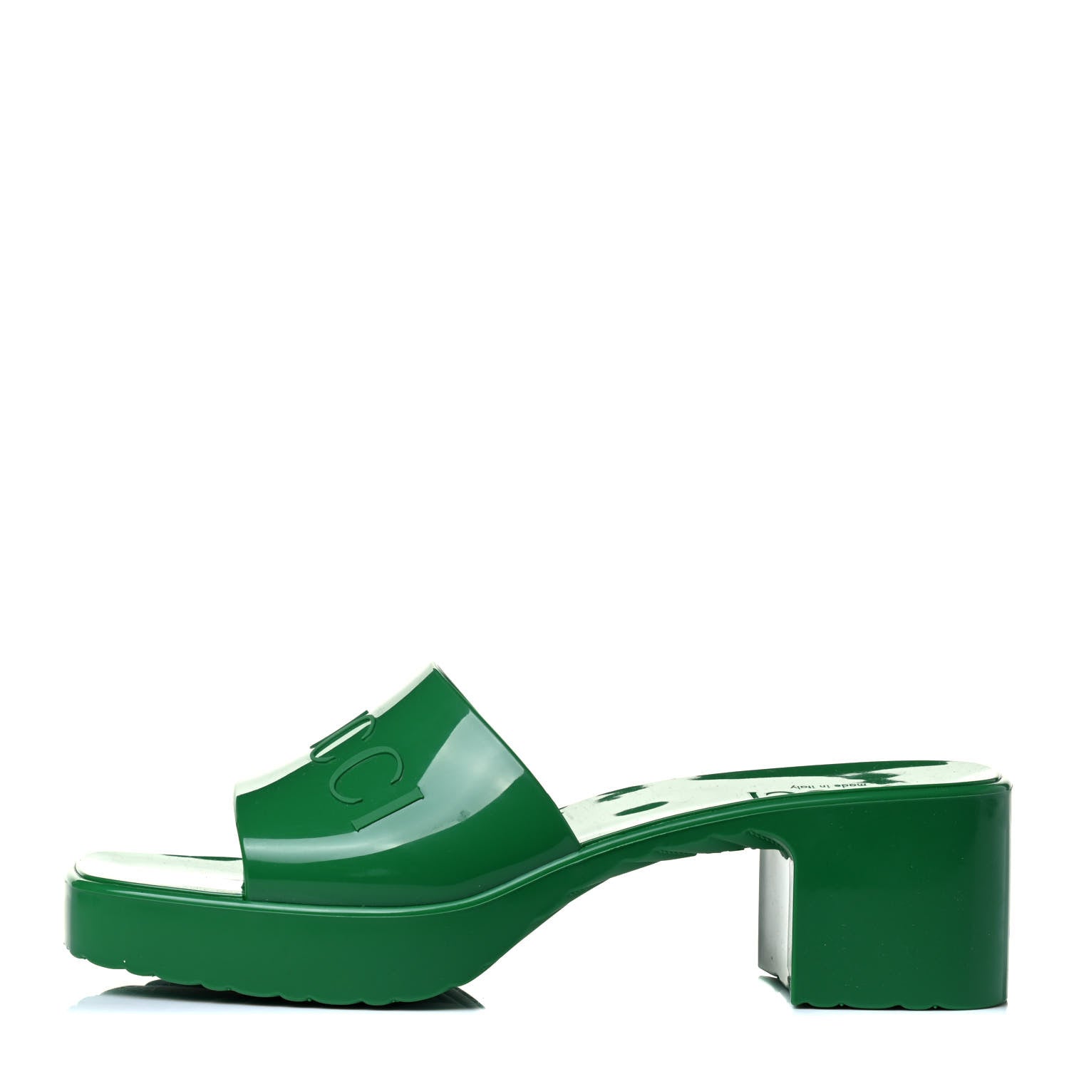 Gucci Rubber Gucci Logo Womens Platform 20/60mm Slide Sandals 37 New Shamarock 2 of 8