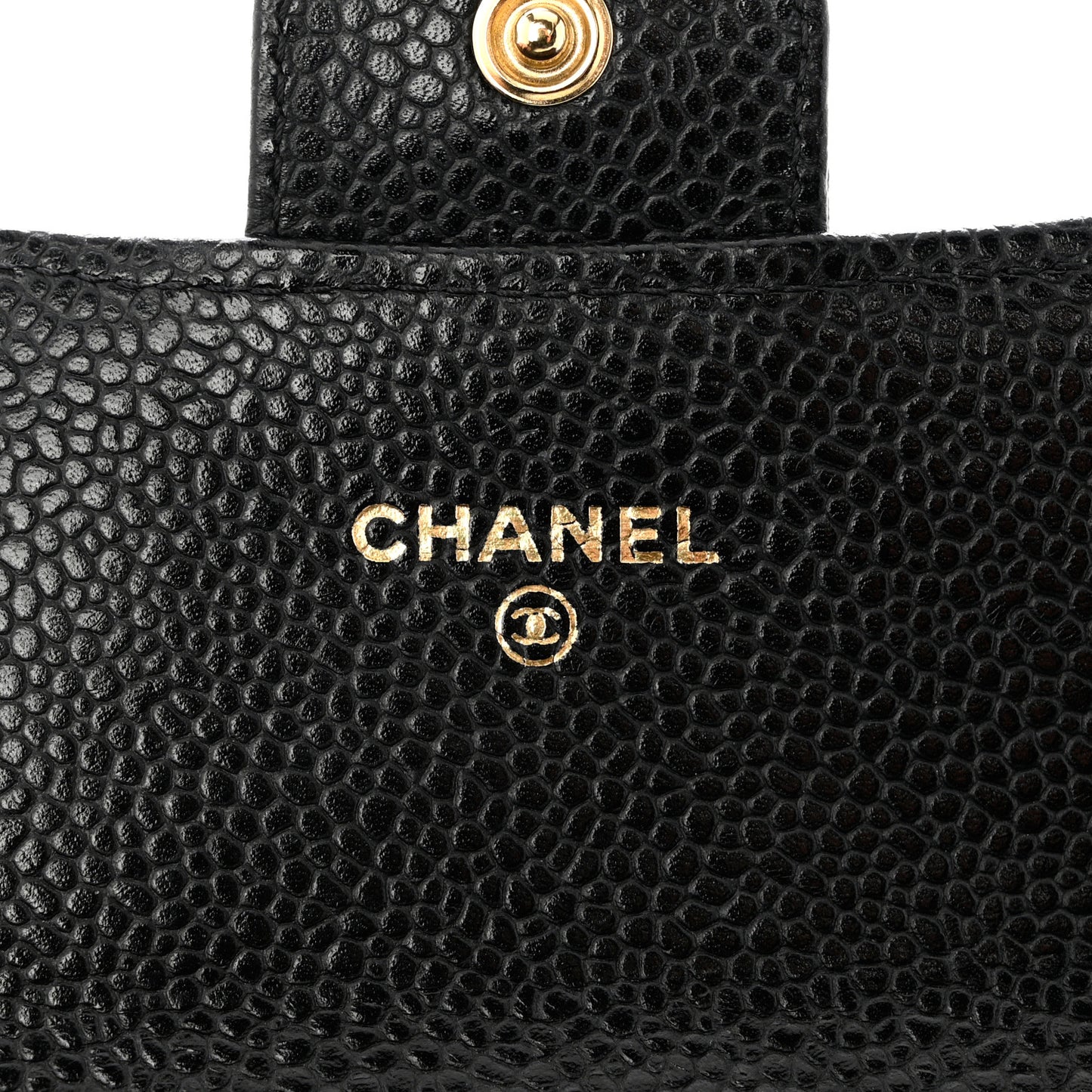Caviar Quilted Large Gusset Flap Wallet Black