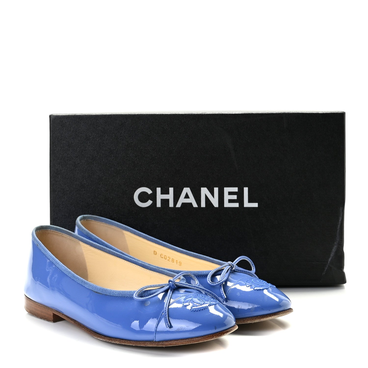 Chanel Patent Calfskin CC Cap Toe Ballerina Flats 35.5 Blue 16 of 16
