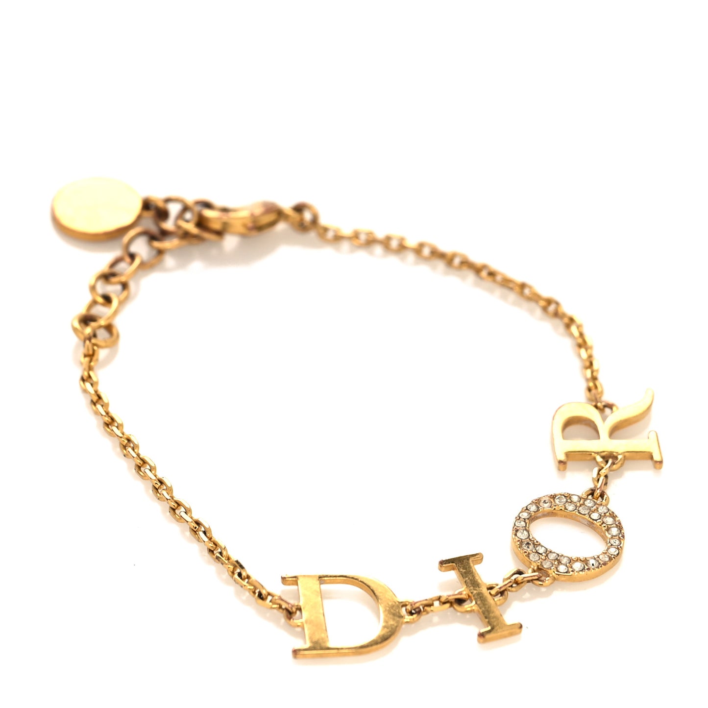 Metal Crystal Logo Bracelet Gold