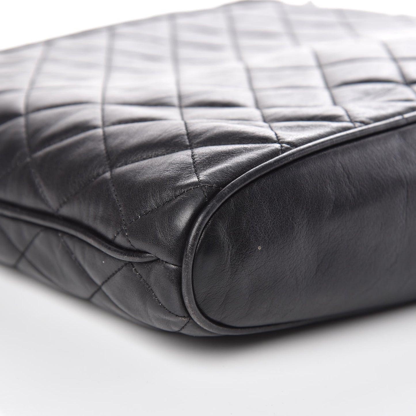 Lambskin Quilted Shopping Tote Black