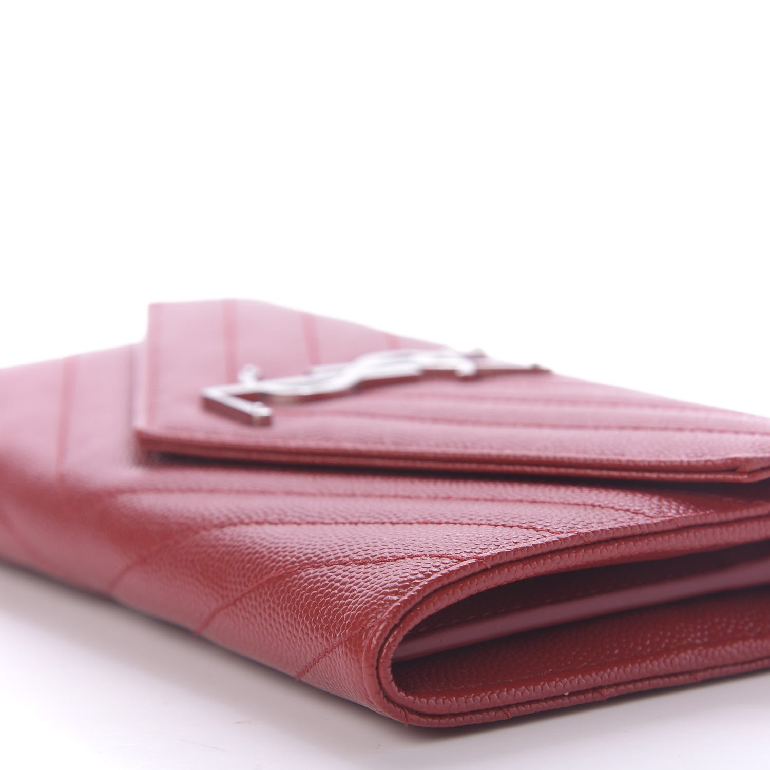 Saint Laurent Grain De Poudre Matelasse Chevron Monogram Flap Wallet Eros 7 of 11