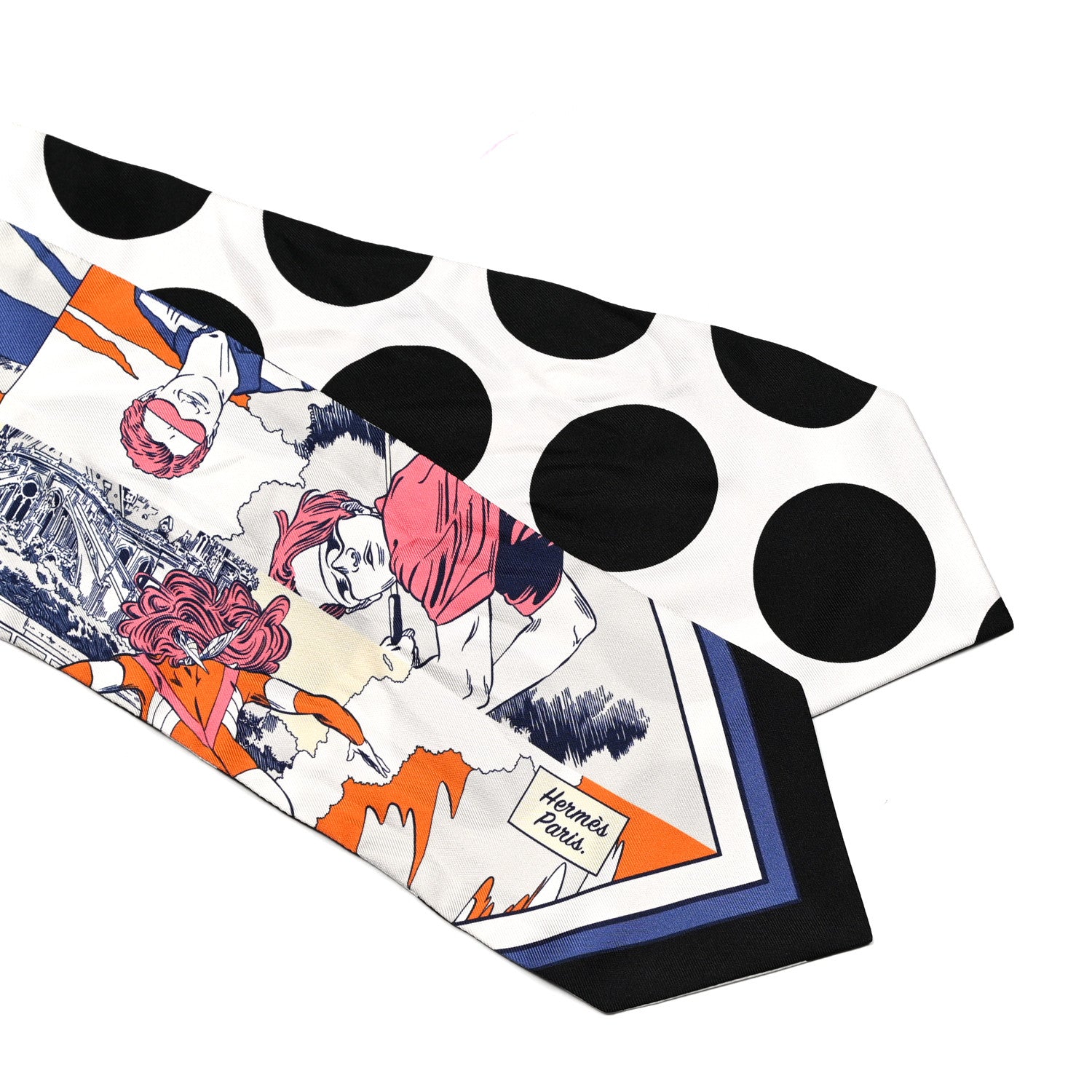 Hermes Silk Wow Twill Up Bleu Corail Orange 2 of 4