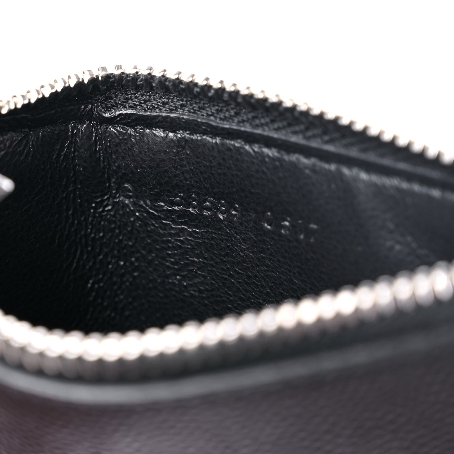 Grained Calfskin 5 Fragments Zip Pouch Card Holder Black