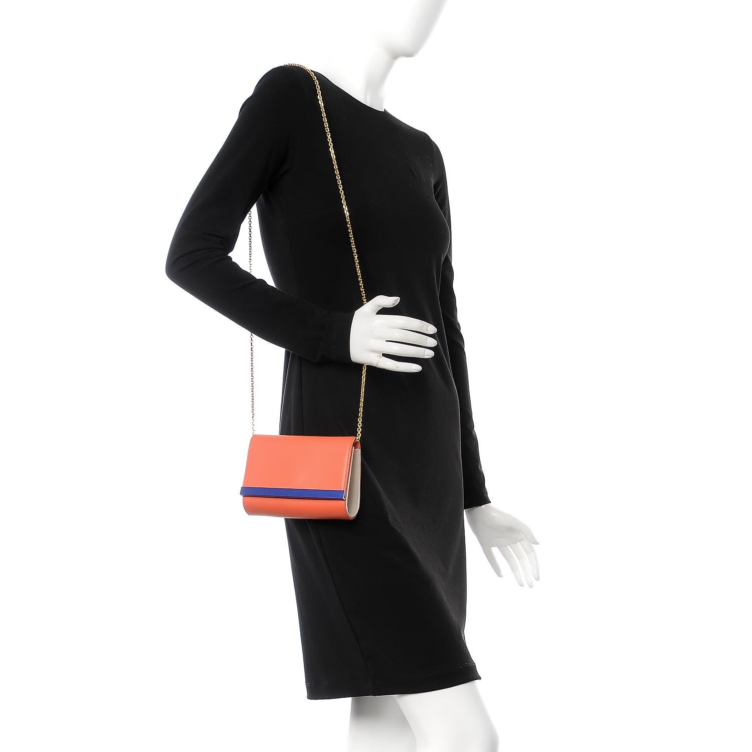 Fendi Nappa Enamel Mini Rush Clutch Orange 2 of 11