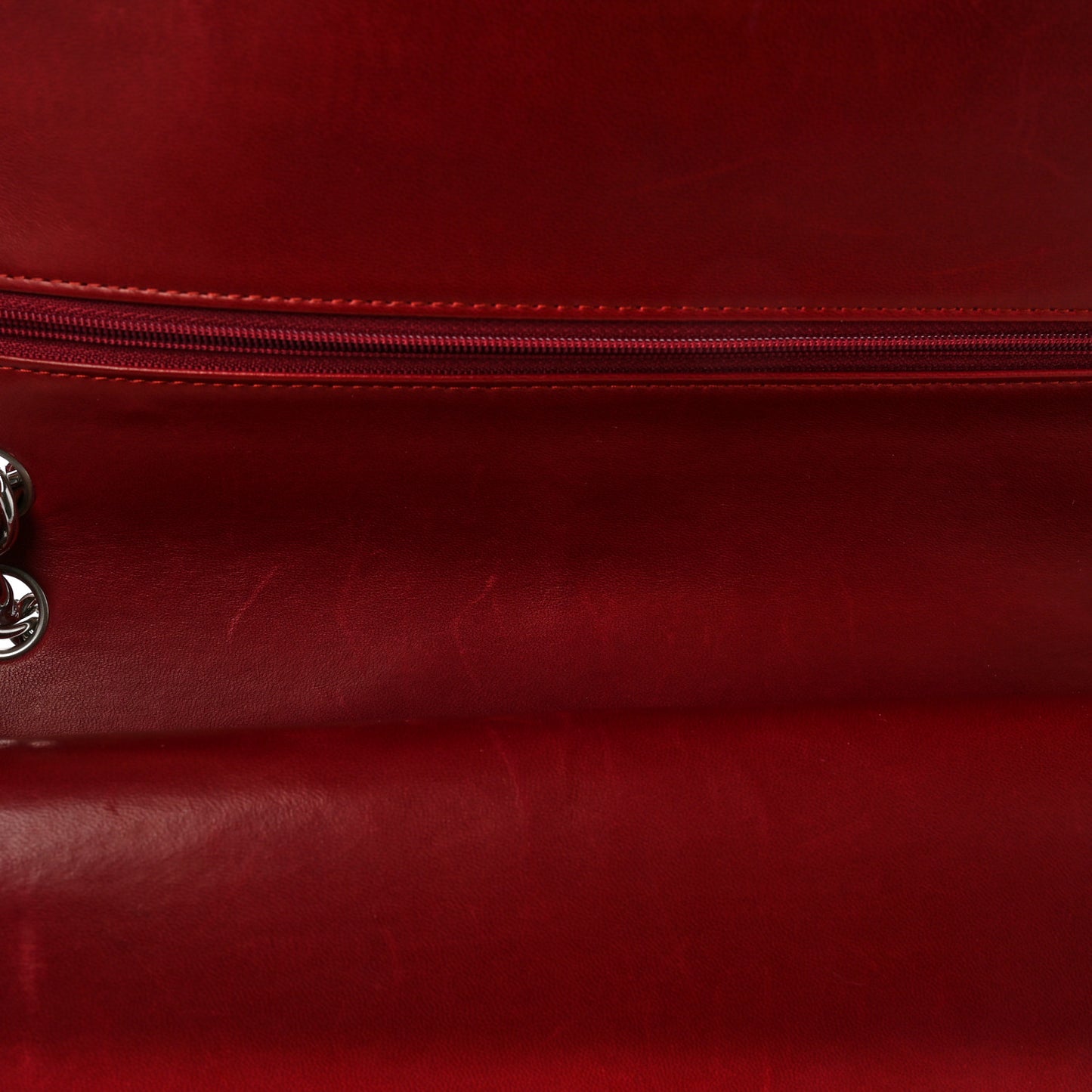 Patent Quilted Jumbo Double Flap Dark Red