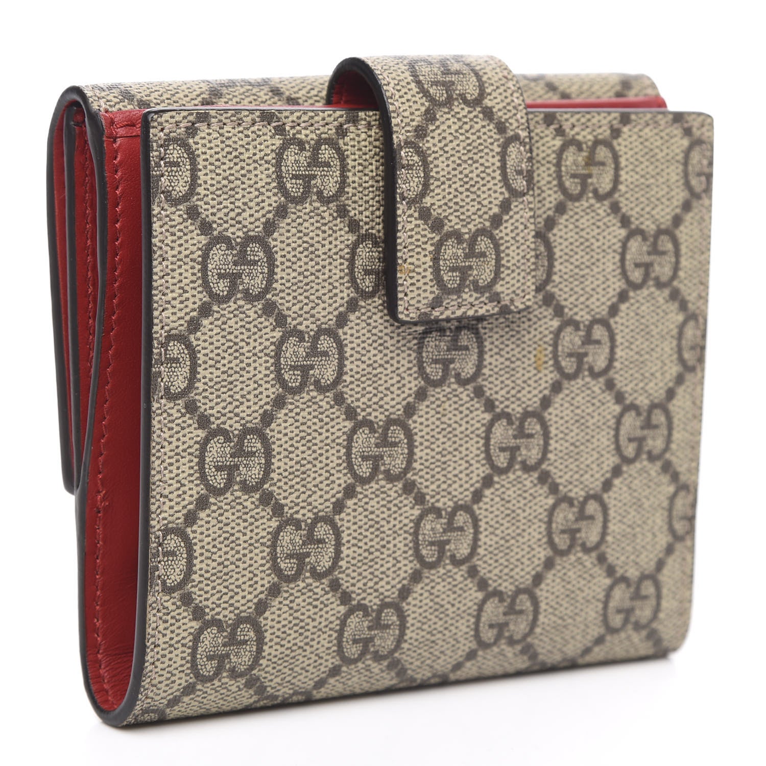 Gucci GG Supreme Monogram Cherry Embellished Card Case Wallet Hibiscus Red 3 of 7
