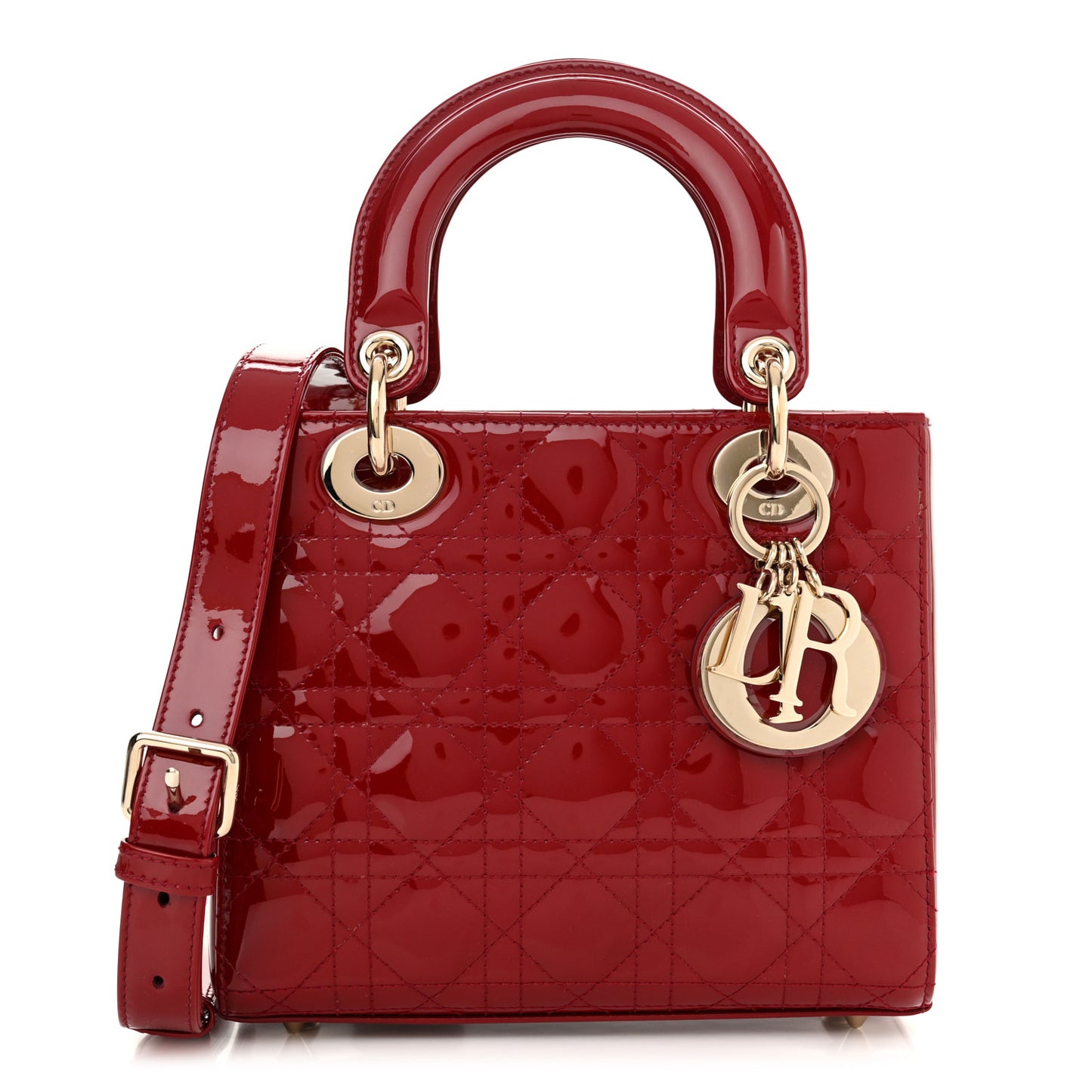Patent Cannage Small Lady Dior Cherry Red