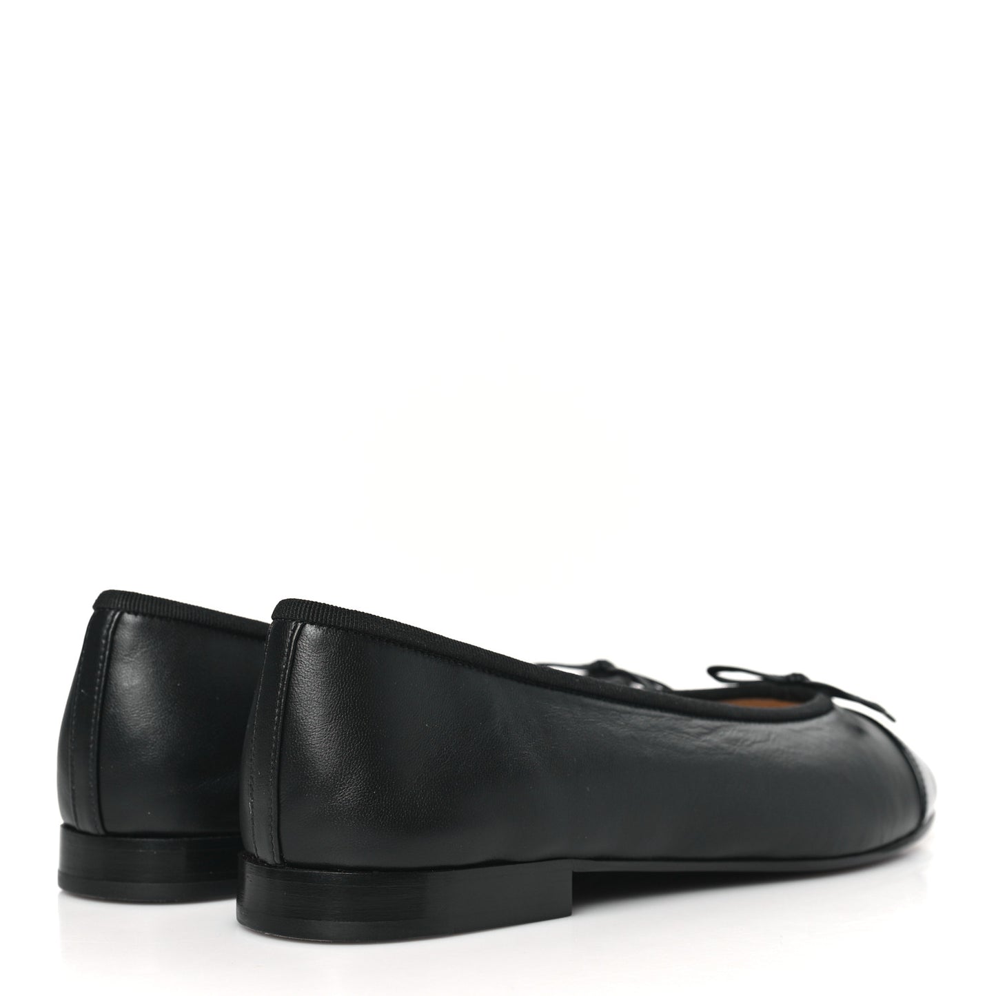 Lambskin Patent Cap Toe Ballerina Flats 38.5 Black
