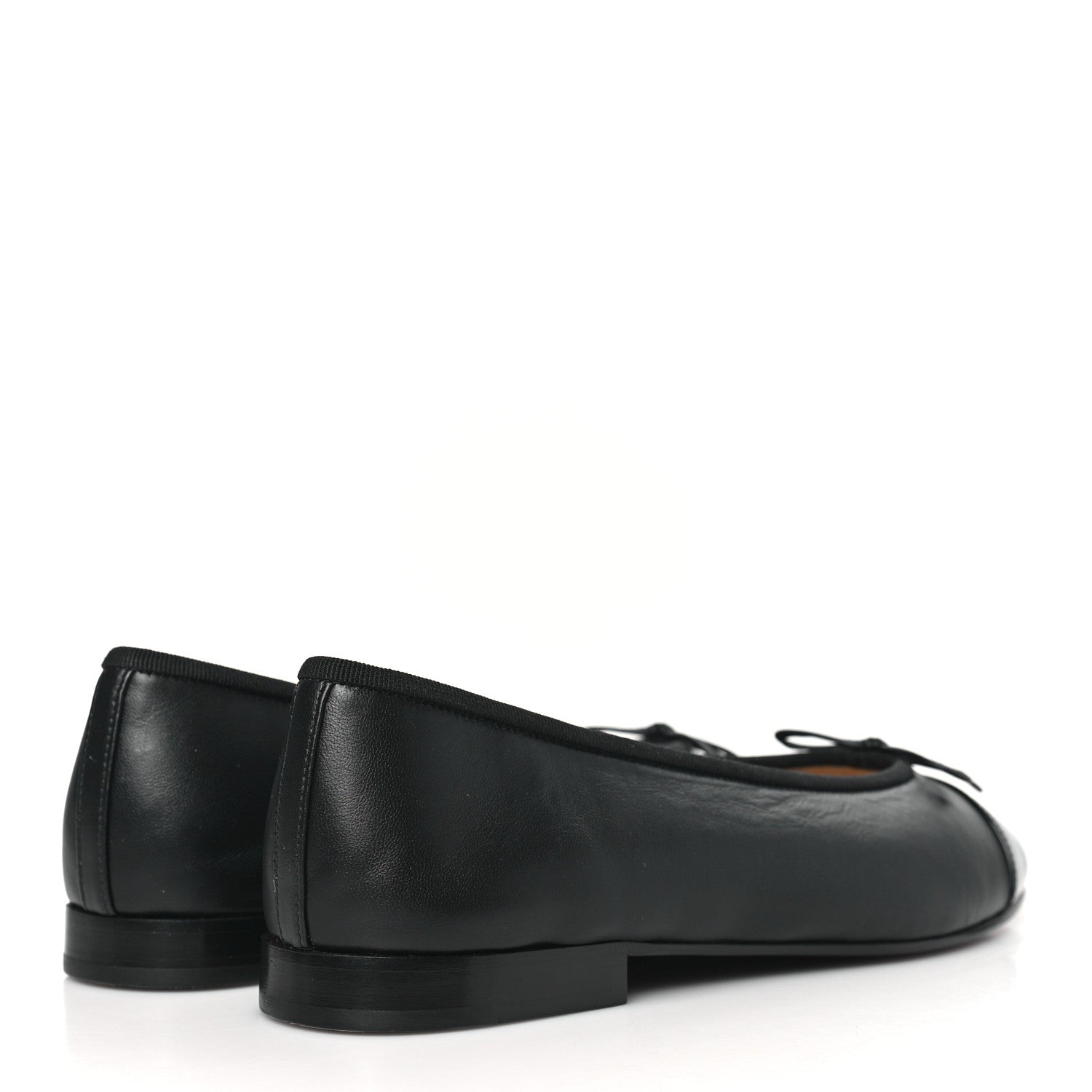 Chanel Lambskin Patent Cap Toe Ballerina Flats 38.5 Black 4 of 9