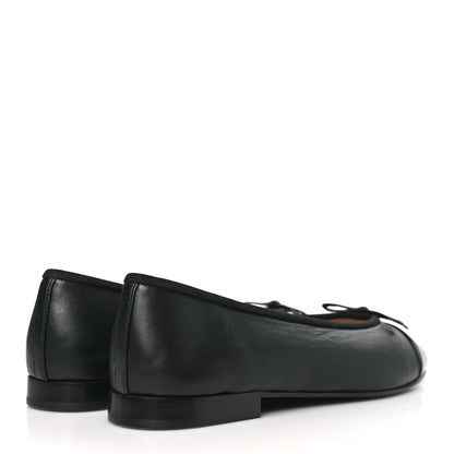 Chanel Lambskin Patent Cap Toe Ballerina Flats 38.5 Black 4 of 9