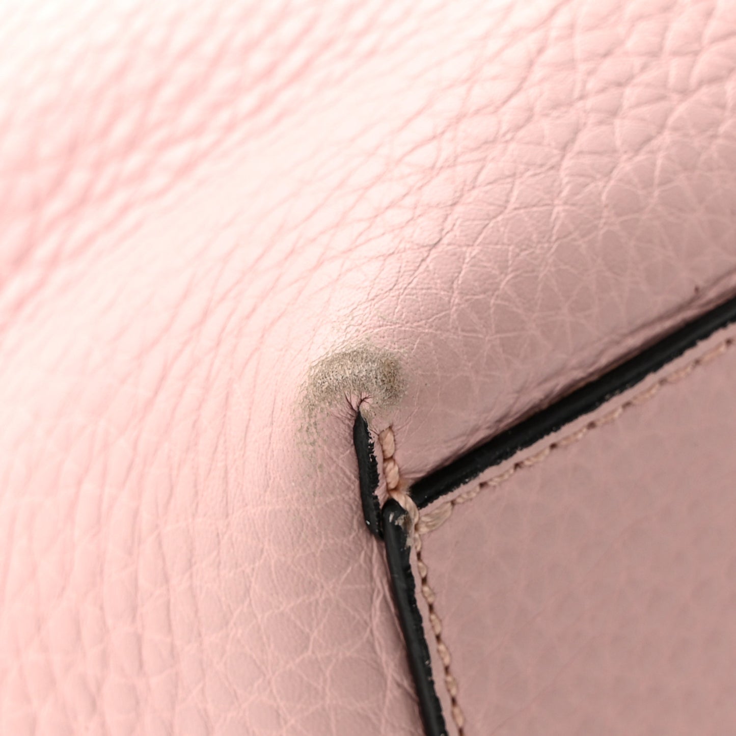 Grained Calfskin Rockstud Shoulder Tote Water Rose