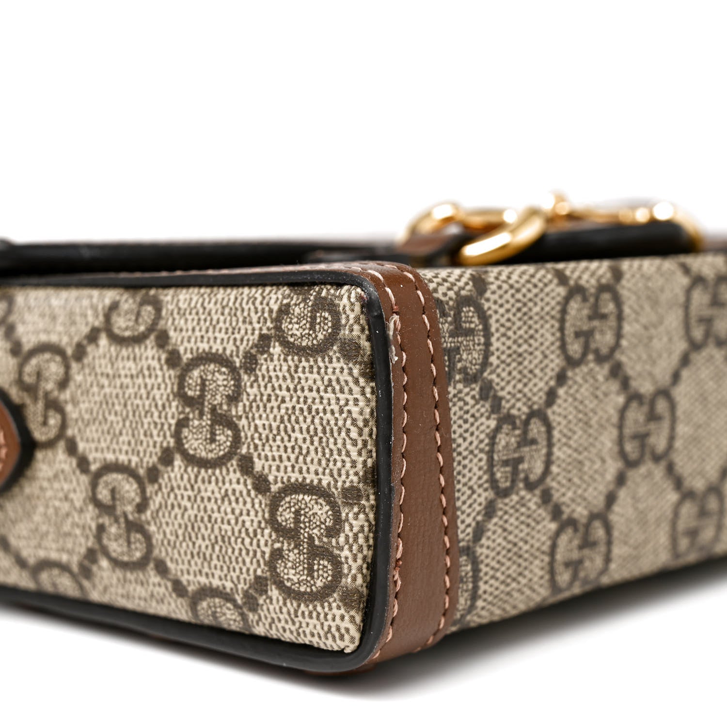 Gucci GG Supreme Monogram Mini Horsebit 1955 Shoulder Bag Beige Brown Sugar 9 of 14