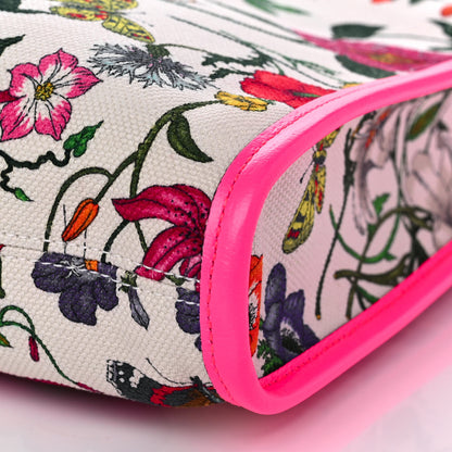 Gucci Canvas Flora Large Rajah Chain Tote White Multicolor Fuxia Fluo 10 of 12