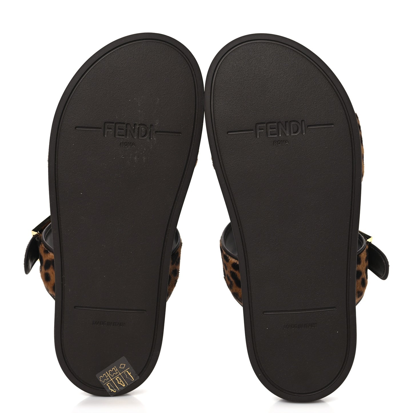 Calf Hair Leopard FF Fendi Feel Sandals 36.5 Brown