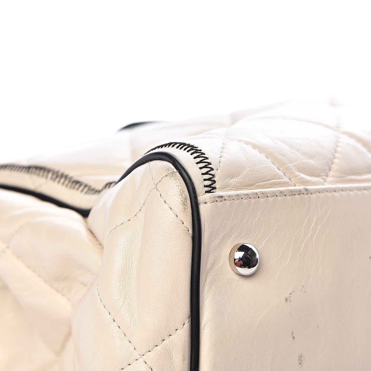 Chanel Lambskin Quilted East West Tote Ivory 11 of 18