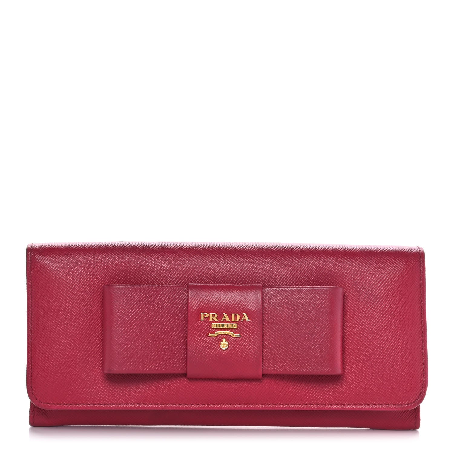 Prada Saffiano Fiocco Bow Continental Wallet Peonia 1 of 15