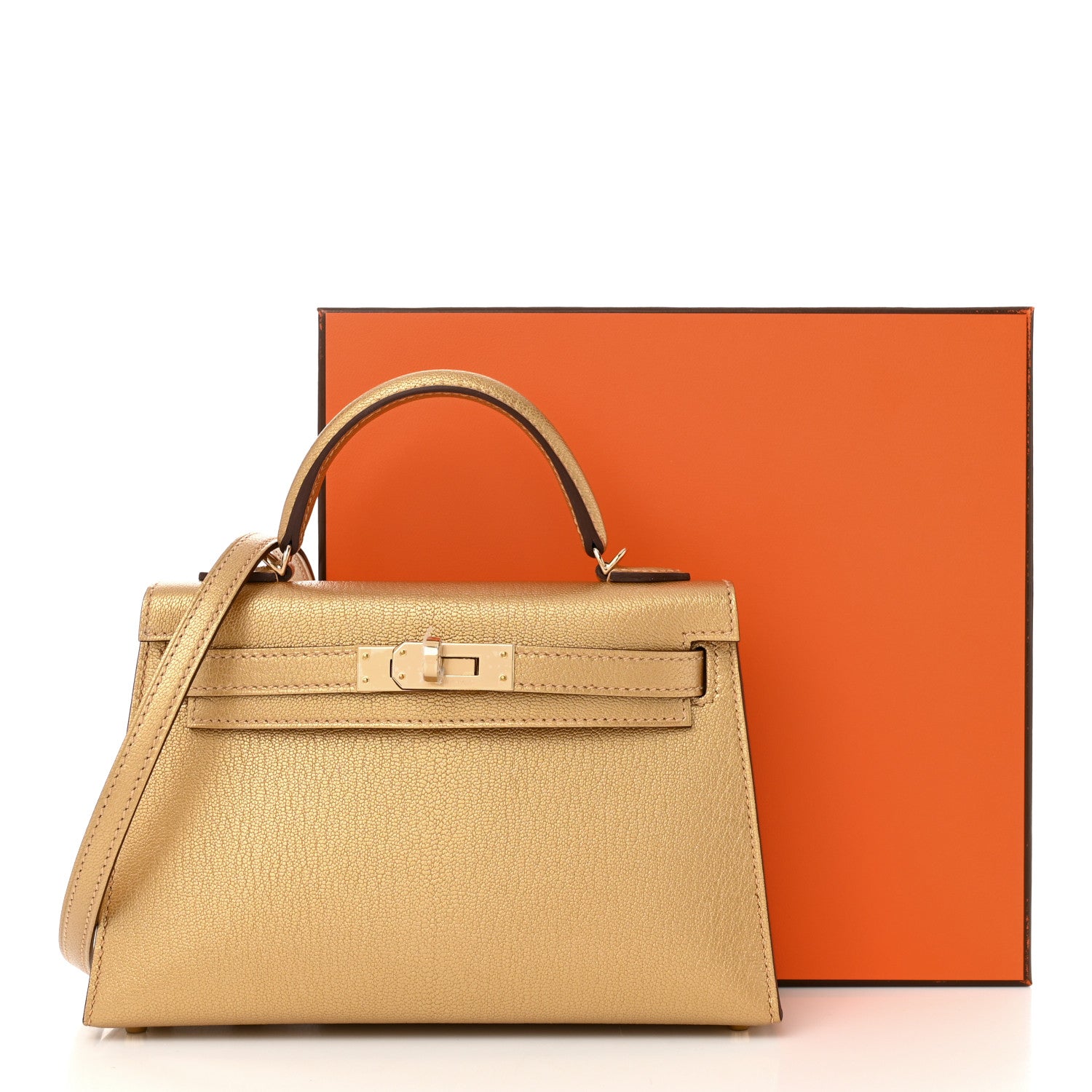 Hermes Metallic Chevre Chamkilight Mini Kelly Sellier 20 Dore 10 of 10