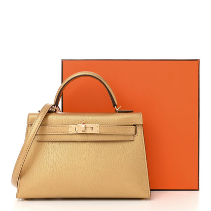 Hermes Metallic Chevre Chamkilight Mini Kelly Sellier 20 Dore 10 of 10