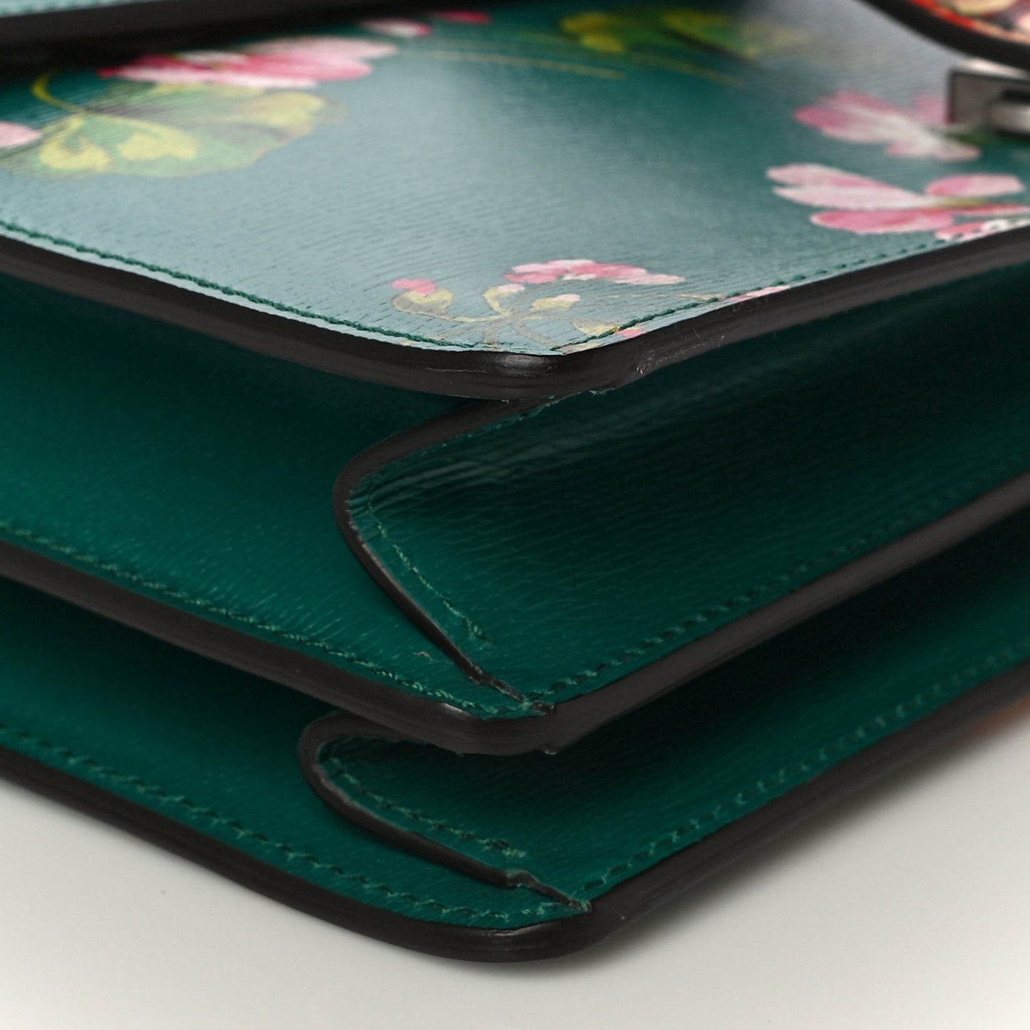 Calfskin Blooms Print Medium Dionysus Shoulder Bag Bright Emerald Multicolor