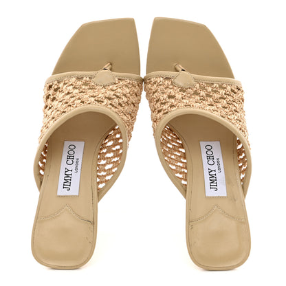 Jimmy Choo Woven Raffia Seher Sandals 36 Beige 2 of 10