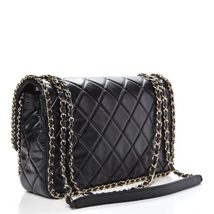 Chanel Crumpled Calfskin Quilted Large Chain All Over Flap Bag Black 4 of 11