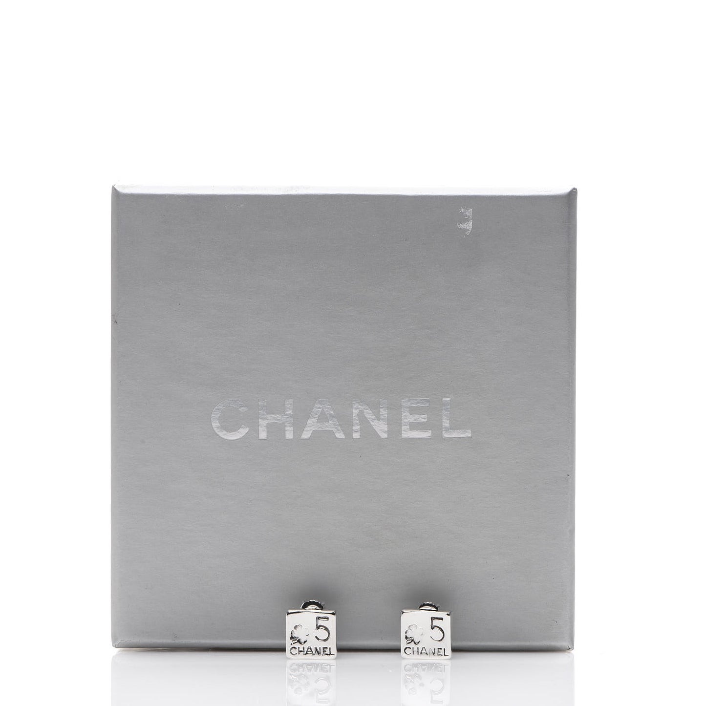 Sterling Silver Square Number 5 Earrings