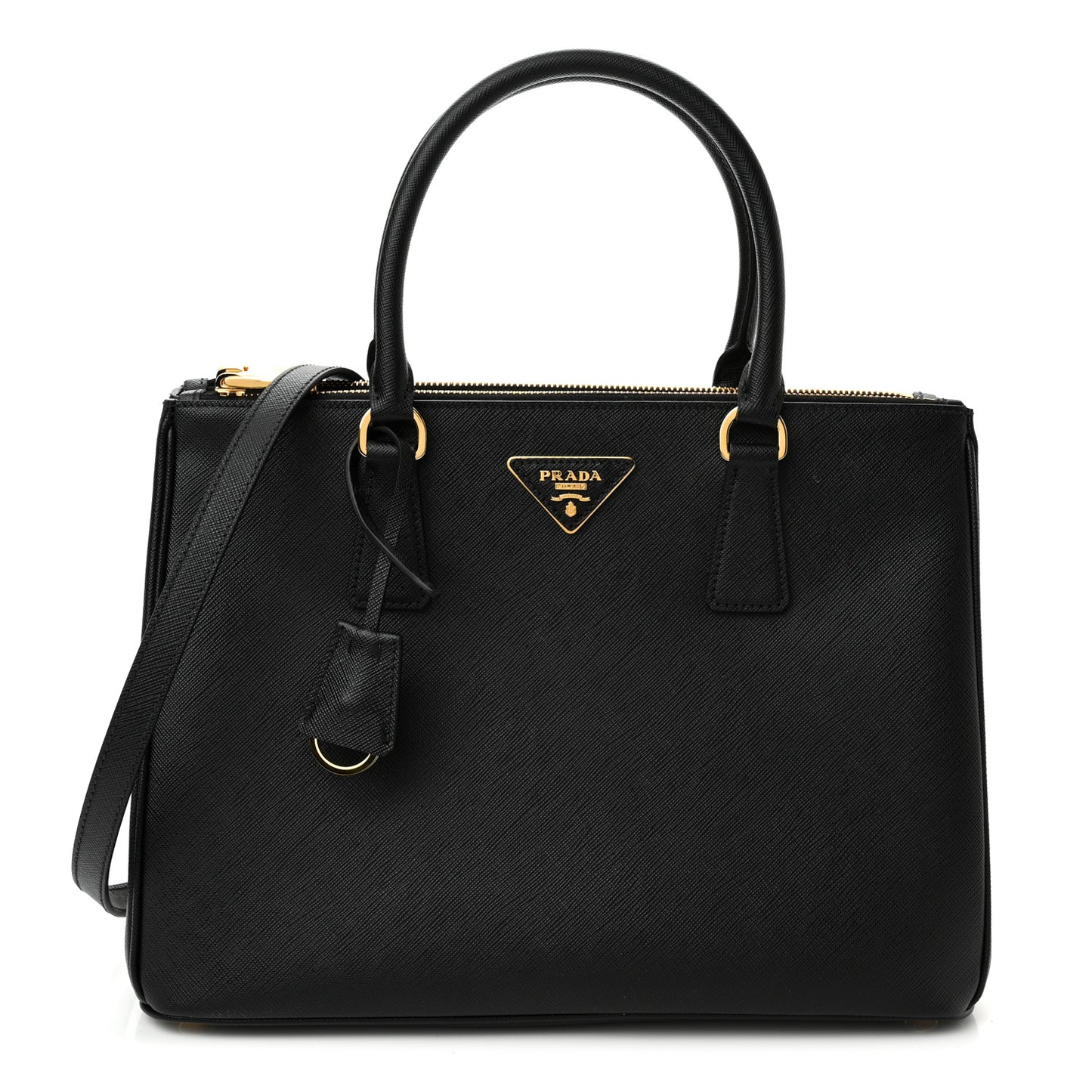 Saffiano Medium Galleria Double Zip Tote Black