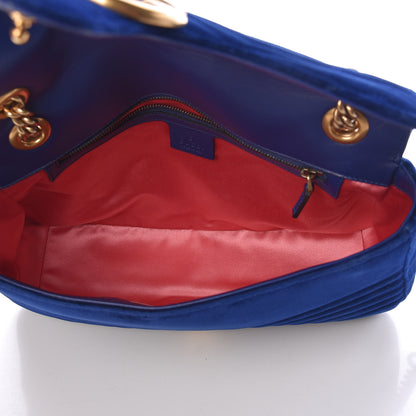 Gucci Velvet Matelasse Medium GG Marmont Shoulder Bag Cobalt Blue 5 of 10