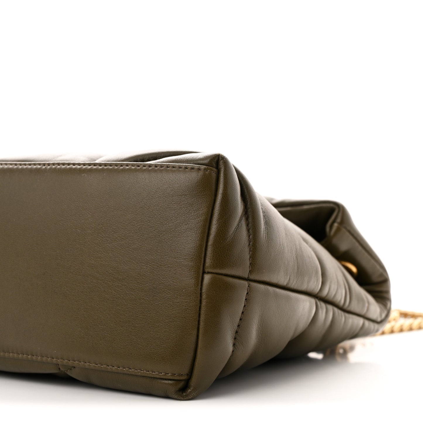 Lambskin Quilted Small Loulou Puffer Monogram Chain Satchel Light Musk