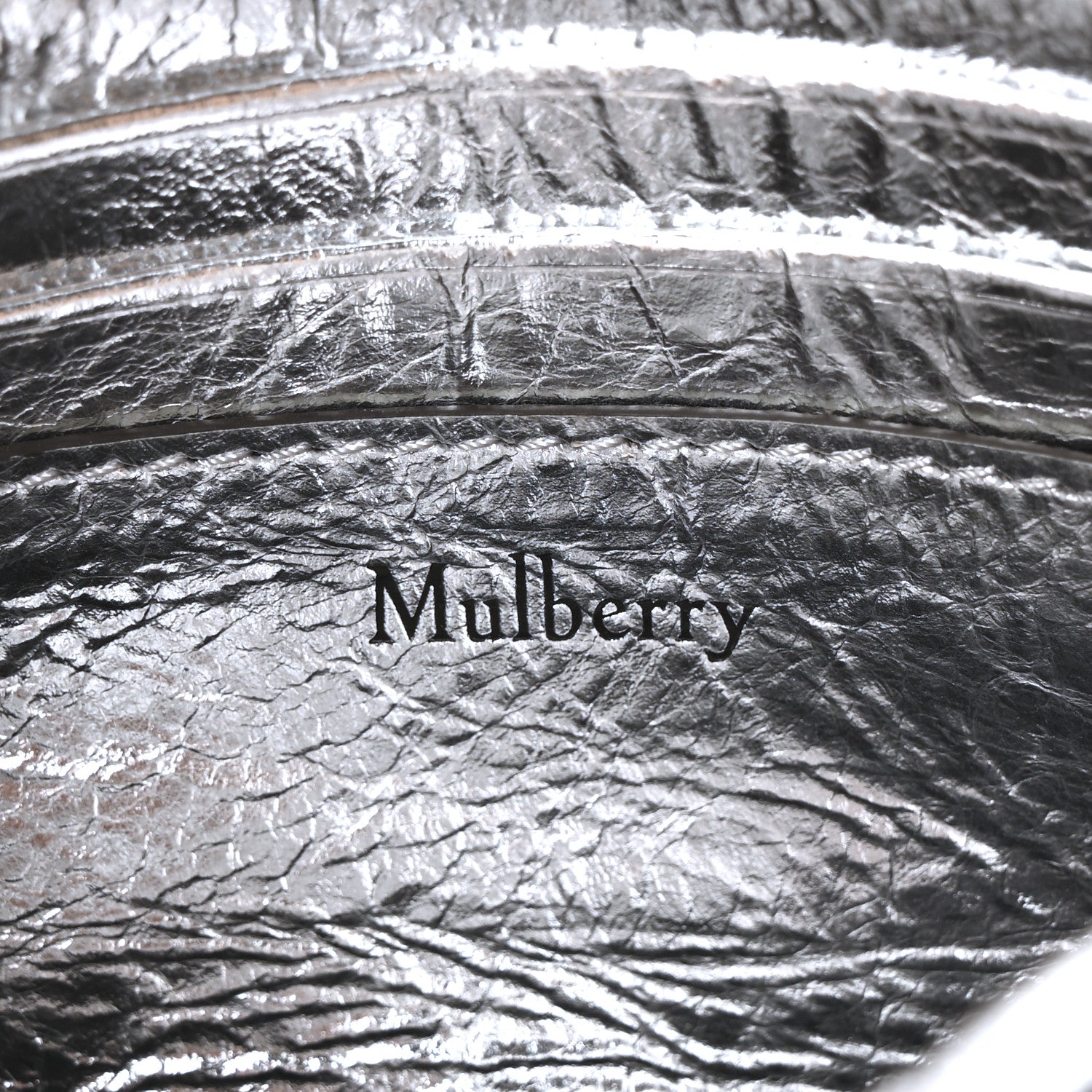 Mulberry Metallic Crinkled Nappa Pillow Quilted Tiny Softie Bag Silver 6 of 9