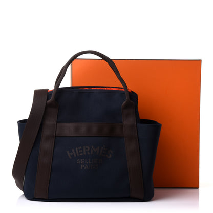 Hermes Toile Sac De Pansage Groom Bleu Navy Feu 11 of 11