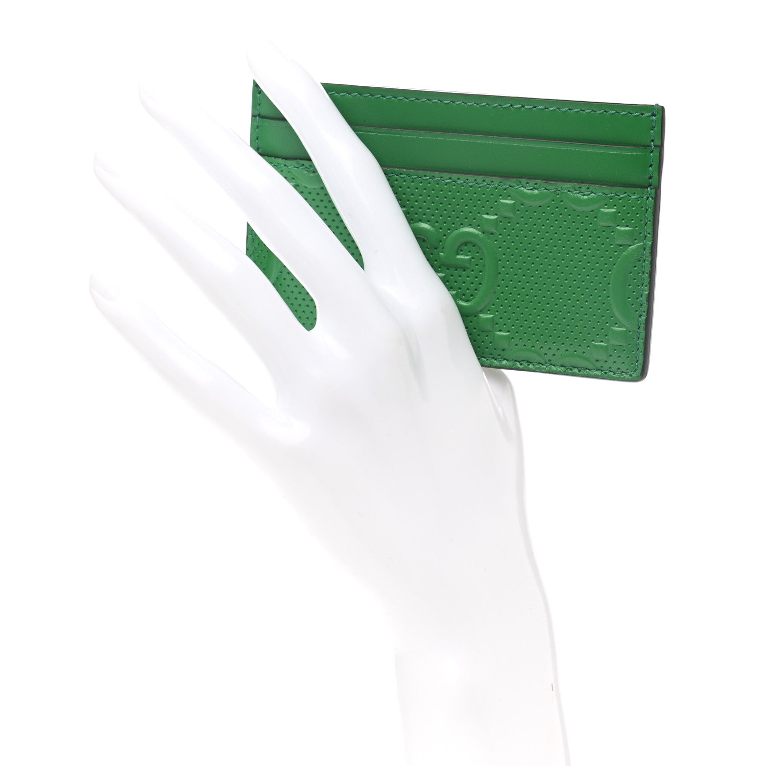 Gucci Calfskin GG Tennis Embossed Card Holder New Shamarock 2 of 6