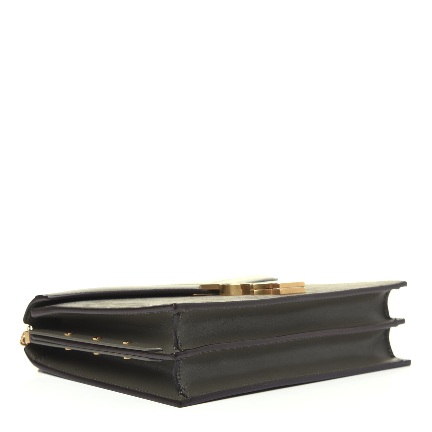 Smooth Calfskin Suede Monogram Cassandra Clasp Bag Olive Green