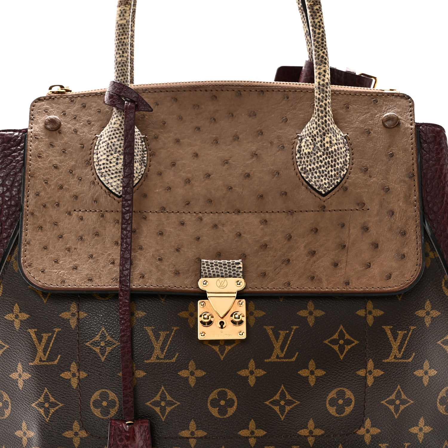 Louis Vuitton Ostrich Lizard Majestueux Tote MM Bordeaux 7 of 9