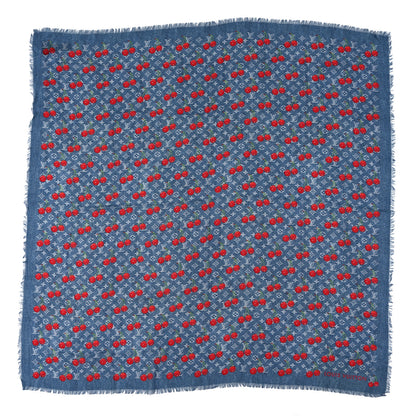 Louis Vuitton LV X TM Wool Monogram Cerise Shawl Denim Blue 1 of 3