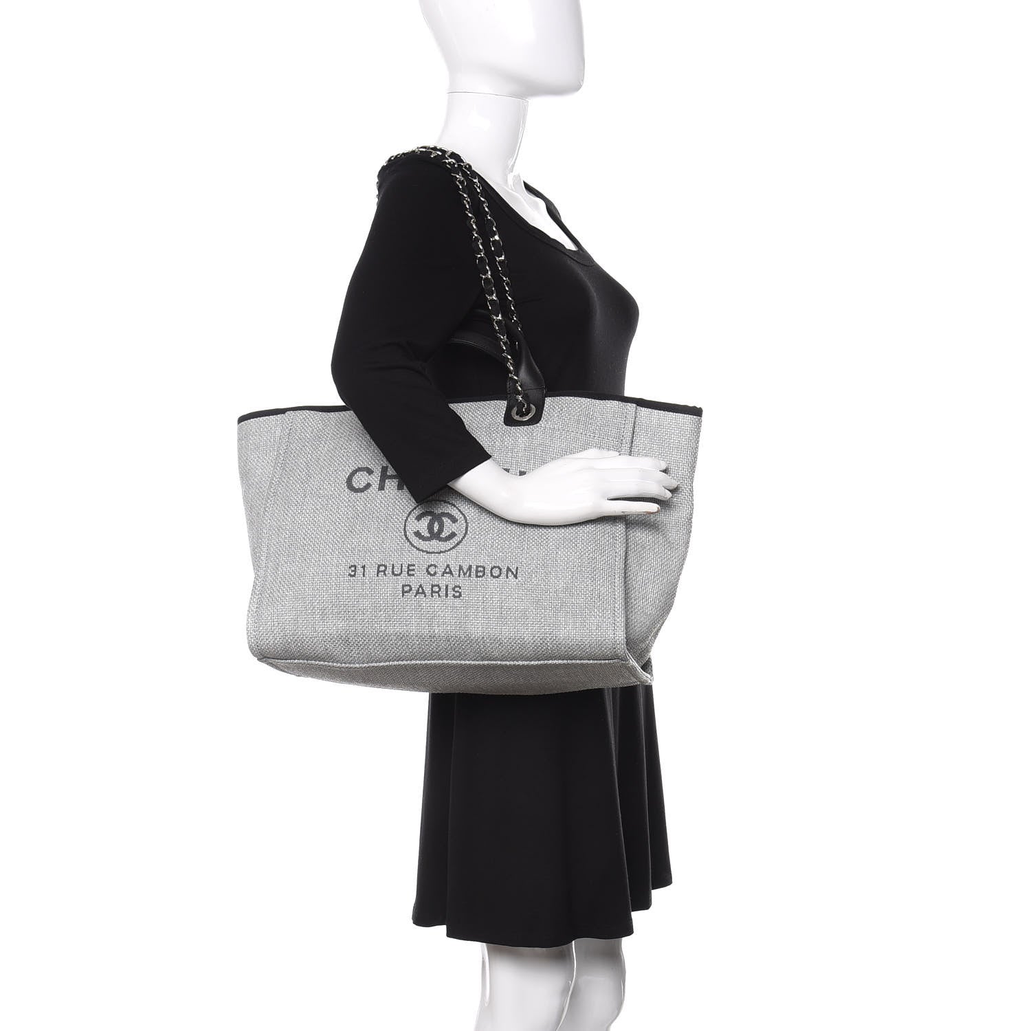 Chanel Canvas Medium Deauville Tote Grey 2 of 10