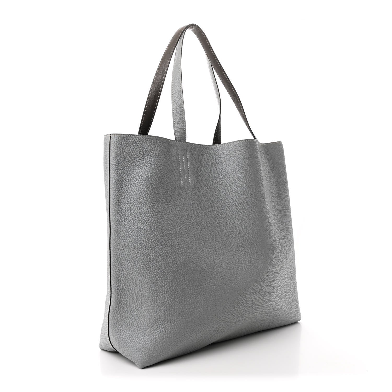 Hermes Taurillon Clemence Evercolor Double Sens 36 Reversible Tote Etain Bleu Glacier 5 of 18