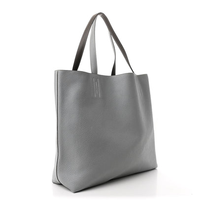 Hermes Taurillon Clemence Evercolor Double Sens 36 Reversible Tote Etain Bleu Glacier 5 of 18
