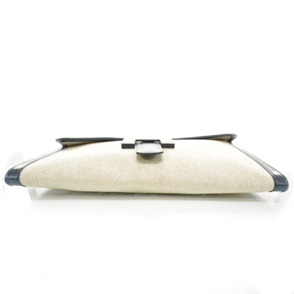 Hermes Toile Leather Jige PM Clutch Navy Bleu 4 of 8