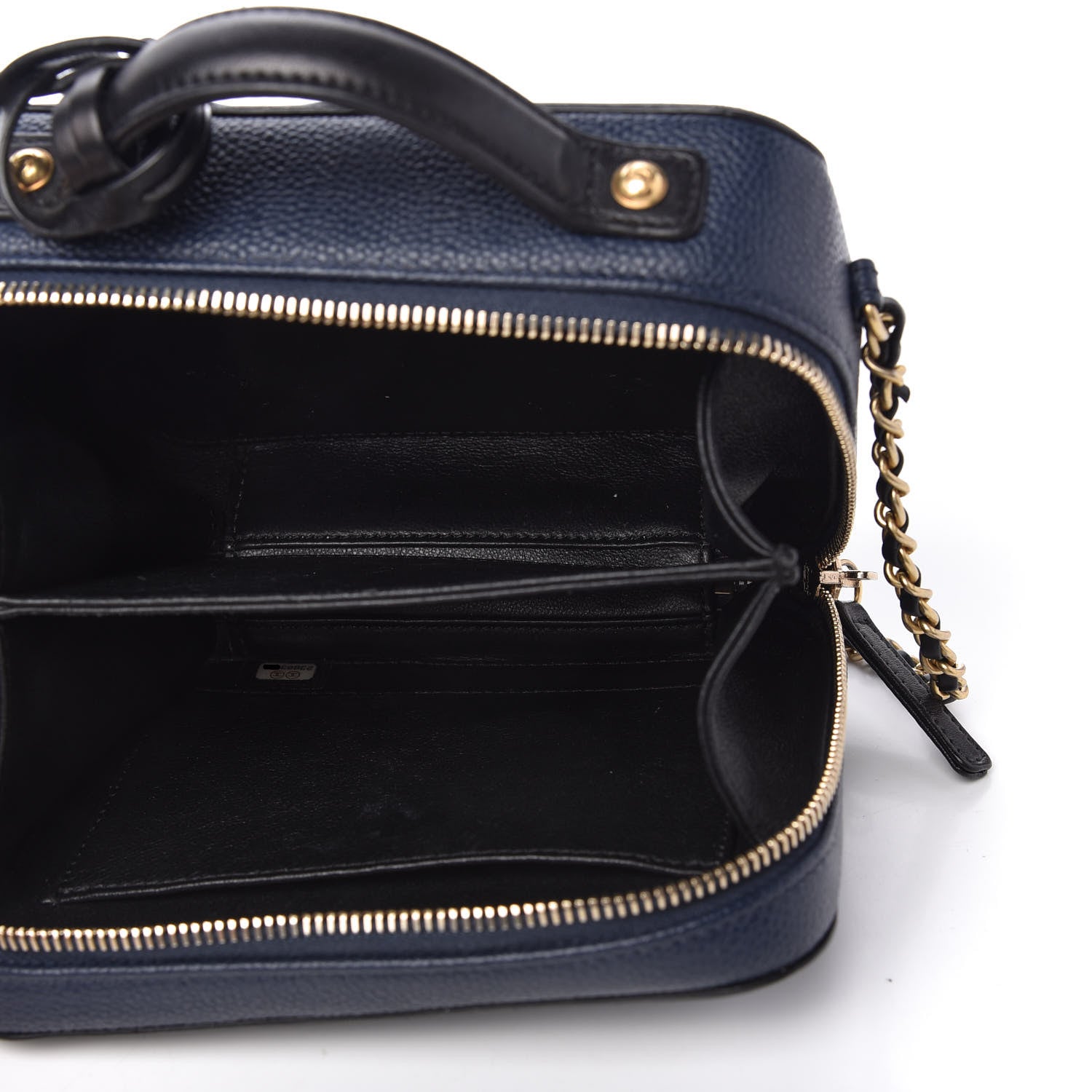 Chanel Caviar Quilted Small CC Filigree Vanity Case Navy Black 5 of 10