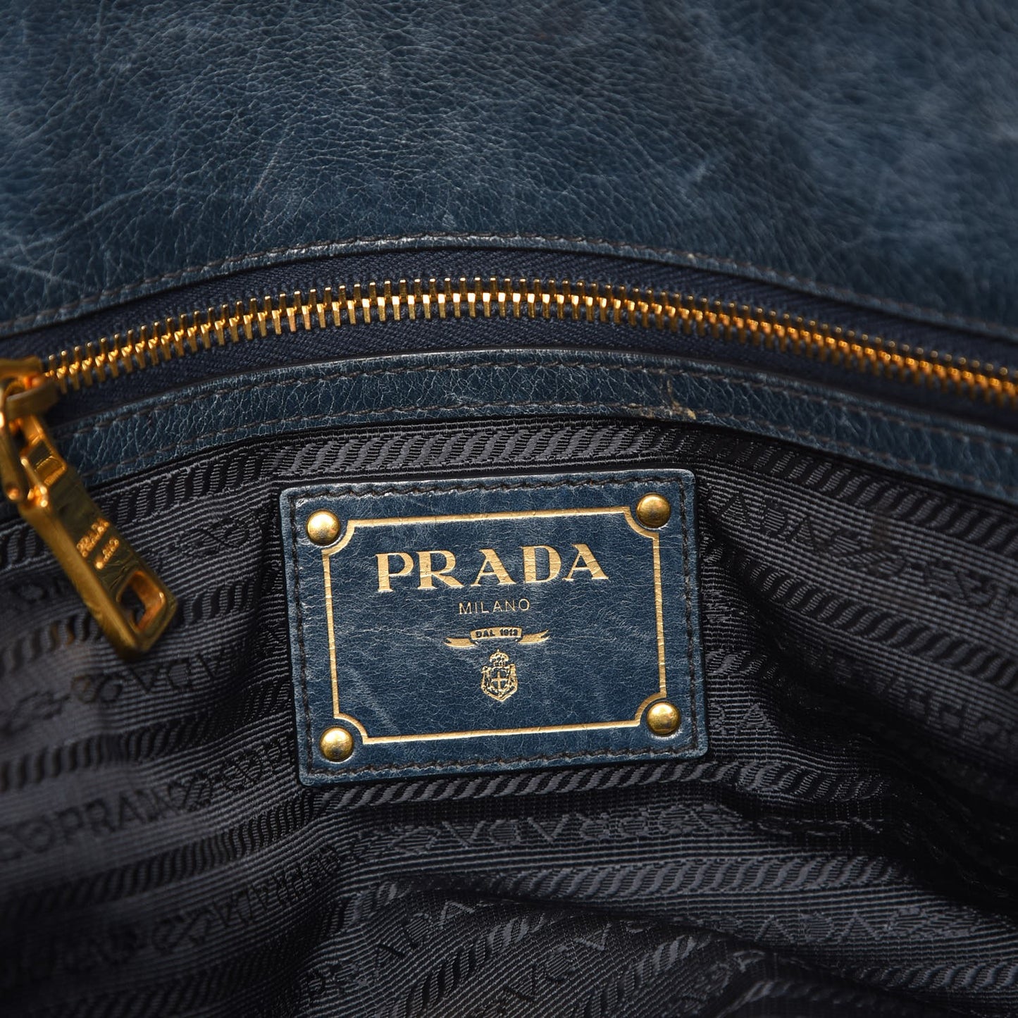 Vitello Shine Shopping Satchel Denim