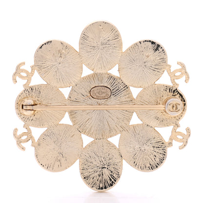 Chanel Pearl Crystal CC Brooch Pearly White Gold 3 of 4