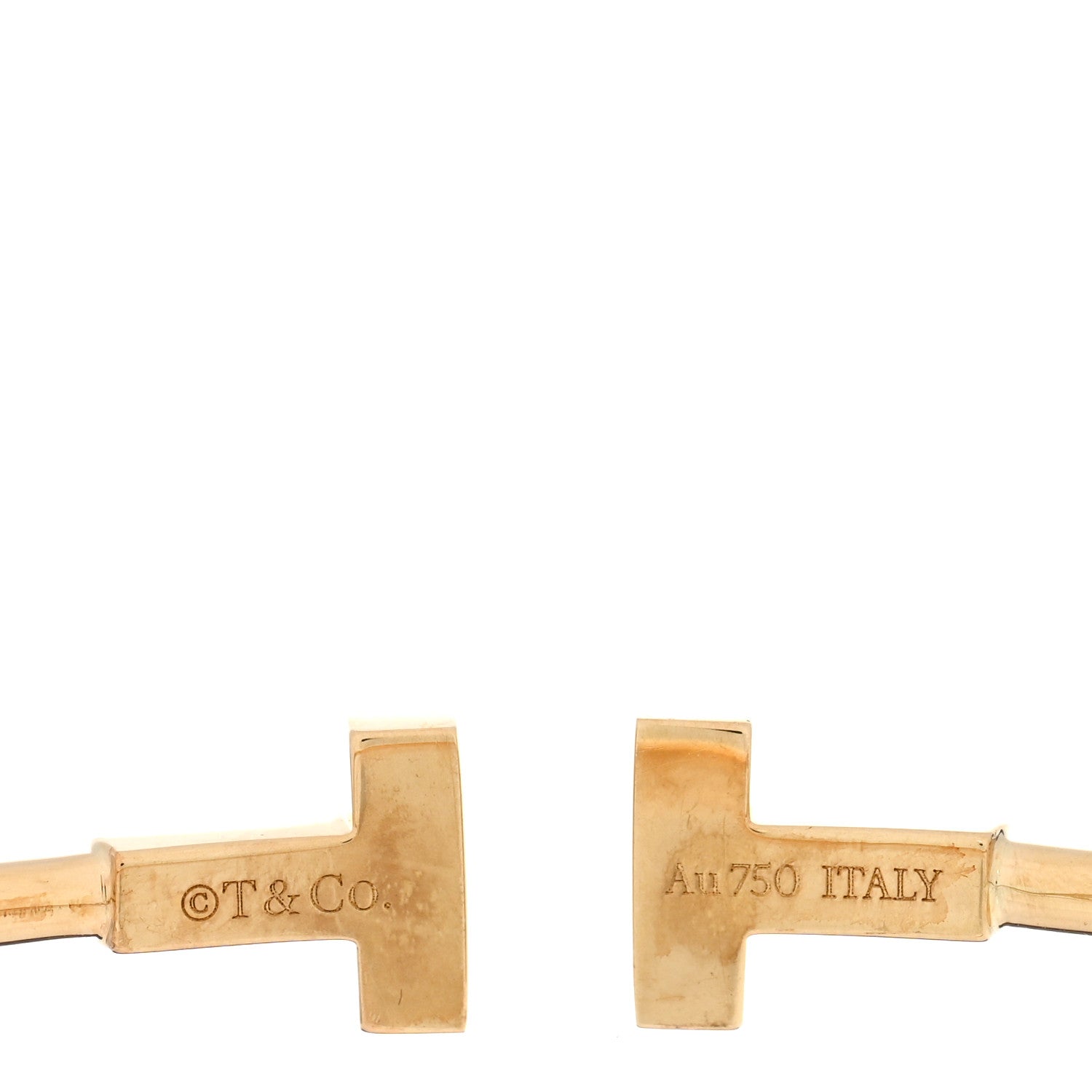 Tiffany 18K Yellow Gold Narrow T Wire Bracelet 3 of 4