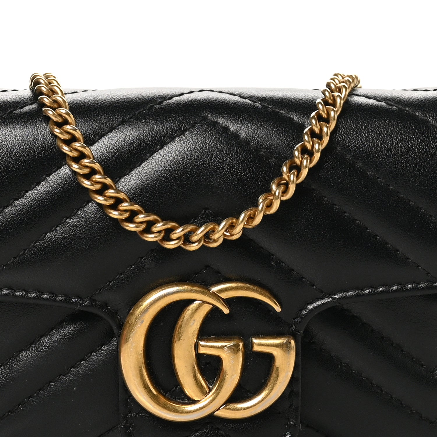 Gucci Calfskin Matelasse Super Mini GG Marmont Shoulder Bag Black 8 of 10