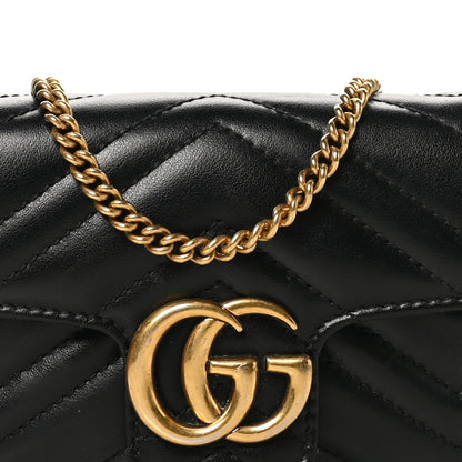 Gucci Calfskin Matelasse Super Mini GG Marmont Shoulder Bag Black 8 of 10