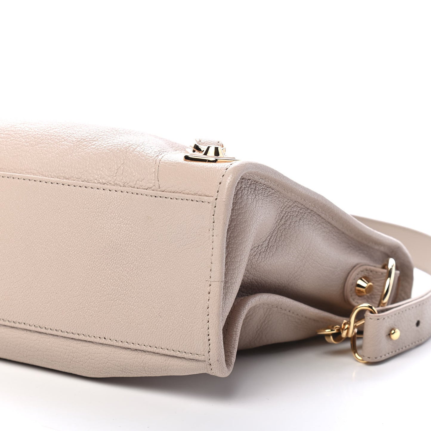 Chevre Gold Metallic Edge Hardware S City Beige Praline