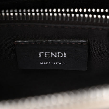 Fendi Vitello Dolce Bi-Color FF 1974 Embossed Medium By The Way Boston Bag White Ice Maya Black 6 of 13